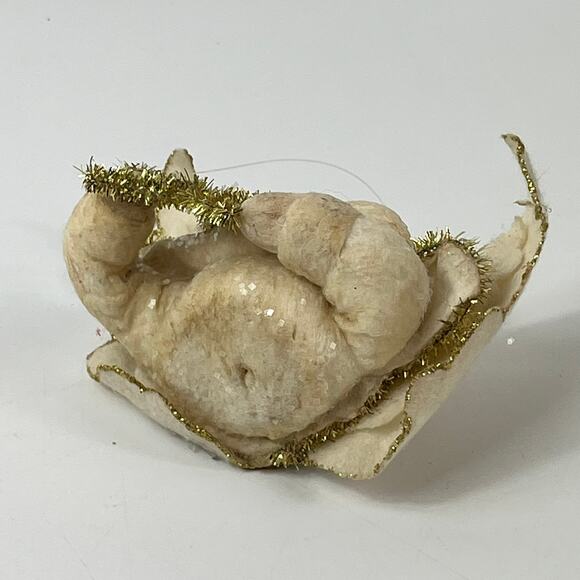 Vintage Mica Angel Ornament Gold Tinsel Star Puffy Felt Wings 3" Christmas Decor - Picture 6 of 8